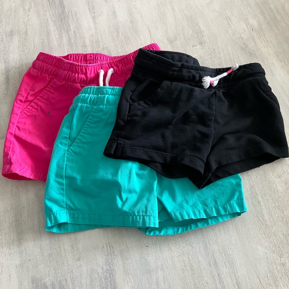 Set of Three Casual Cat & Jack Shorts - Pink, Black, and Teal